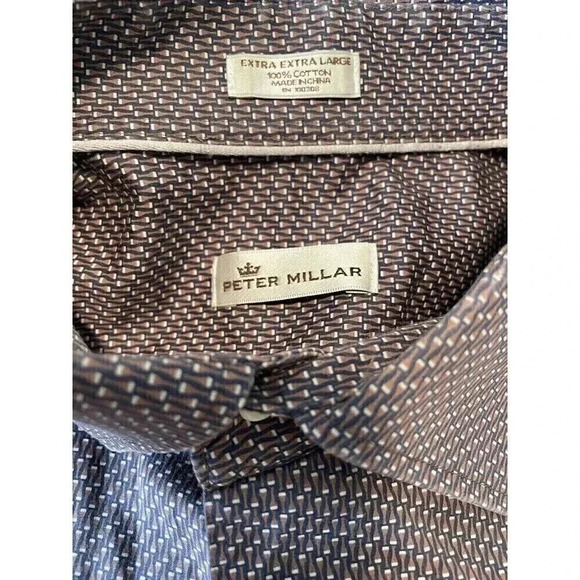 Peter Millar Geometric Purple Men’s XXL Long Sleeve Button Front Shirt - Picture 10 of 13